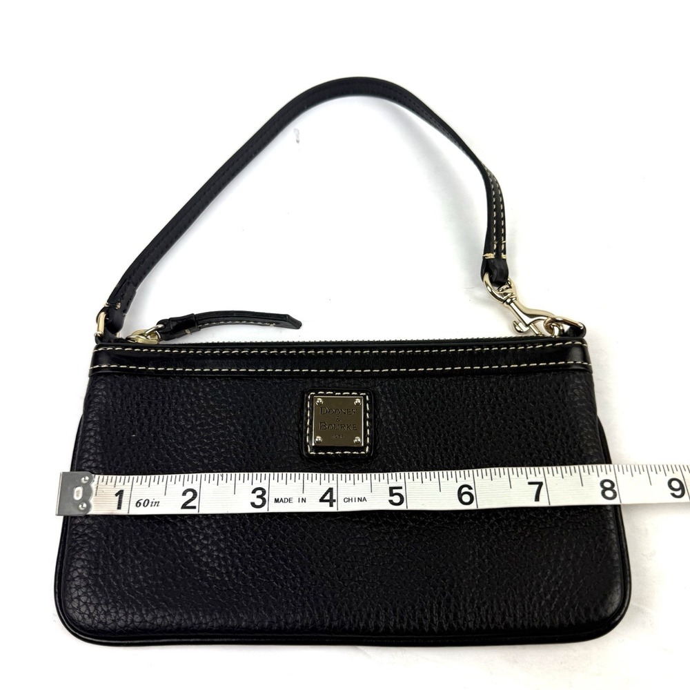 Dooney & Bourke Wristlet Black Pebbled Leather Clutch Preppy Red Interior NEW - Picture 6 of 6